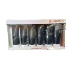 SET 6 PEZZI PITTURA ACRILICA VERNICE CONFEZIONE COLORE NERO TUBO 75 ML 07486