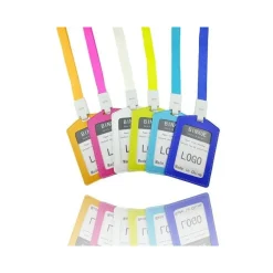 SET 12 PEZZI PORTABADGE PORTA BAGE TESSERINO COLORATO CON LACCETTO COLLO