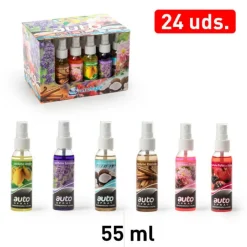 SET 24 PEZZI PROFUMATORE SPRAY 55ML PROFUMO DEODORANTE AUTO VARIE FRAGRANZE