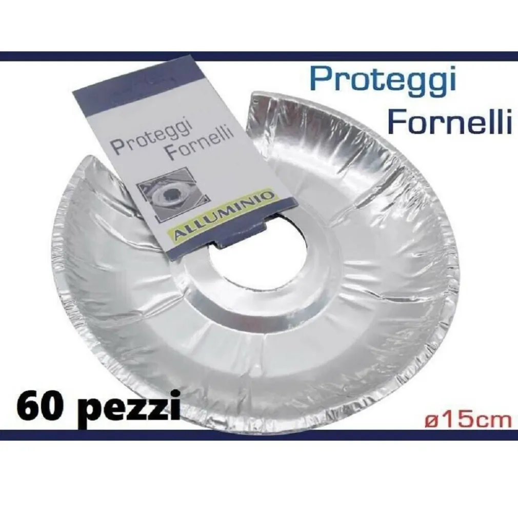 SET 60 PEZZI PROTEGGI FORNELLI FORNELLO DA SPORCO GRASSO ALLUMINIO ROTONDI