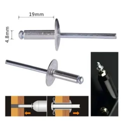 SET 10 PEZZI RIVETTI RIVETTO 4.8X19 MM ACCESSORI PER BRICOLAGE FERRAMENTA 94983