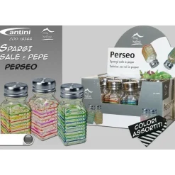 SET 12 PEZZI SPARGI SALE PERSEO CONTENITORE SALE PEPE SPEZIE VETRO COLORATO