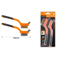 SET 2 PEZZI SPAZZOLE METALLICHE 180 MM CON IMPUGNATURA MORBIDA PER PULIZIA 57235