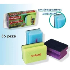 SET 36 PEZZI SPUGNA LAVAGGIO PIATTI PENTOLE 2 IN 1 COLORATE CUCINA ABRASIVE