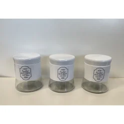 SET 3 PEZZI TRIS BARATTOLI IN VETRO LATTA CONTENITORI 14 CM COLORE BIANCO 703244
