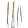 SET 3 PEZZI UTENSILI BARBECUE IN ACCIAIO E LEGNO ACCESSORI ATTREZZI BBQ TOOLS