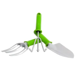 SET 3 PEZZI UTENSILI GIARDINAGGIO RASTRELLO PALA MANIGLIA MANUTENZIONE GIARDINO