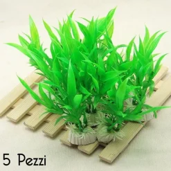SET 5 PIANTA 12 CM PIANTINA ARTIFICIALE PER ACQUARIO PIANTE FINTE PLASTICA VERDE