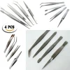 SET 4 PINZETTE IN ACCAIO INOSSIDABILE PER SOPRACIGLIE SOPRA CIGLIE MACKUP BEAUTY
