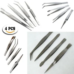 SET 4 PINZETTE IN ACCAIO INOSSIDABILE PER SOPRACIGLIE SOPRA CIGLIE MACKUP BEAUTY