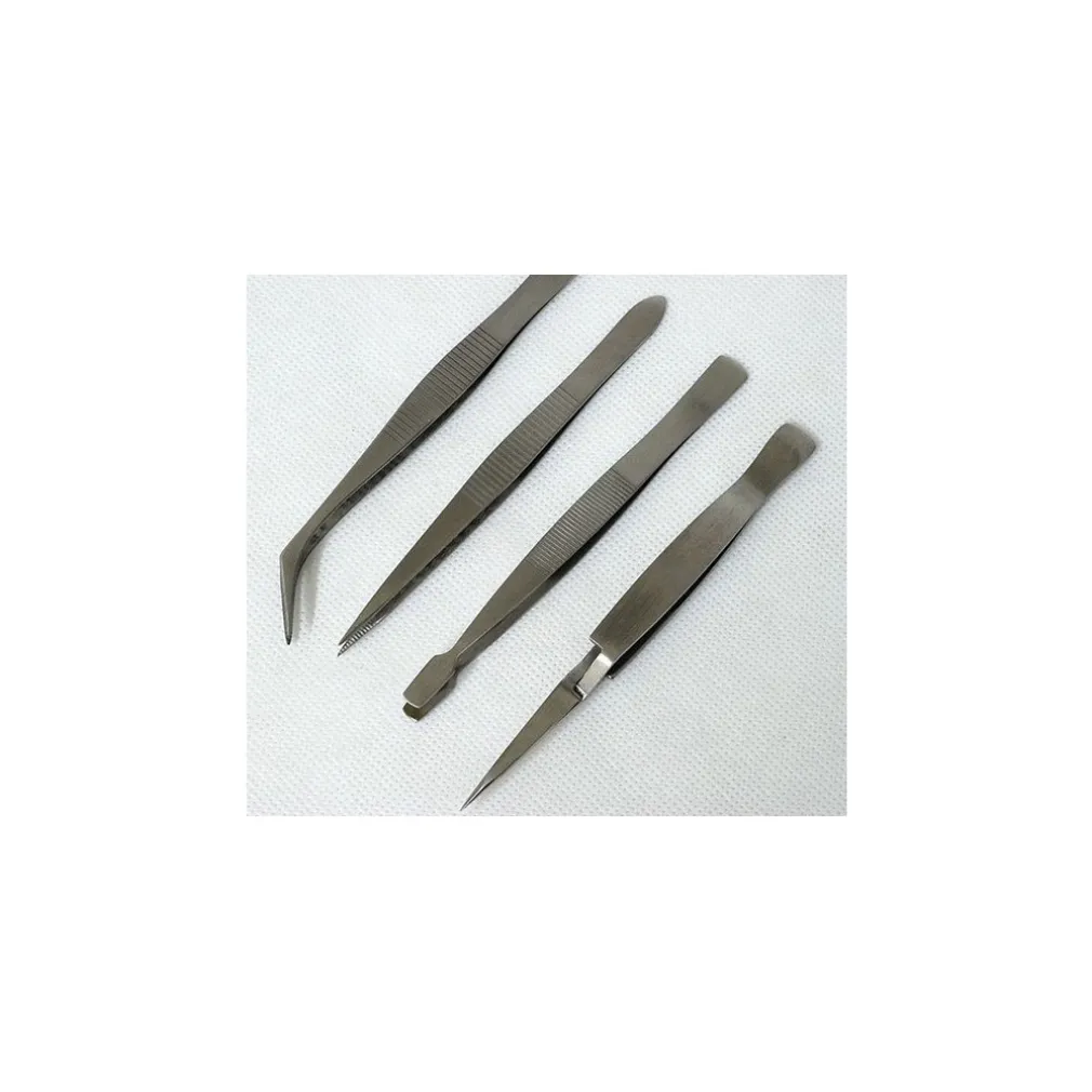 SET 4 PINZETTE IN ACCAIO INOSSIDABILE PER SOPRACIGLIE SOPRA CIGLIE MACKUP BEAUTY