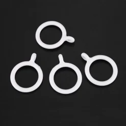 SET 9 PZ ANELLI GANCIO AD ANELLO PER TENDE IN PLASTICA DA 35 MM BIANCO TONDI BAGNO 87353