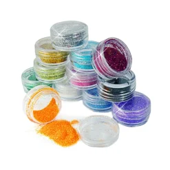 SET 2 PZ. BARATTOLI GLITTER POLVERE SOTTILE NAIL ART STRASS BRILLANTINI UNGHIE