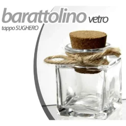 SET 48 PZ BARATTOLO BARATTOLINO TAPPO SUGHERO BOMBONIERA IN VETRO 4X5CM 715778