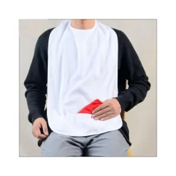 SET 2 PZ BAVETTI BAVAGLINI ADULTO 60x40CM CON TASCA IMPERMEABILE CHIUSURA