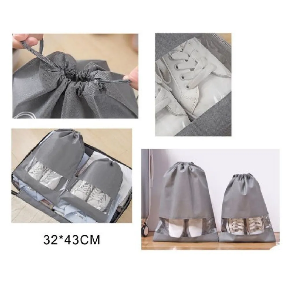 SET 2 PZ BORSA SACCHI SACCA PORTA SCARPE PORTASCARPE VIAGGIO SPORT 32X43CM 58086