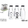 SET 6 PZ BOTTIGLIA D'ACQUA H2O VETRO TRASPARENTE 420ML BORRACCIA LACCETTO 109286