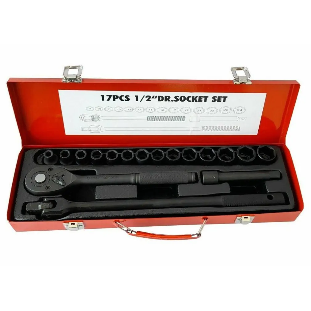 SET 17 PZ BUSSOLE ESAGONALI 1/2" DA 8 A 24MM CON CRICCHETTO PROLUNGA MR70795