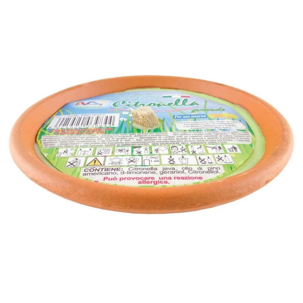 SET 12 PZ CANDELA ALLA CITRONELLA IN PIATTO TERRACOTTA 16.5X4CM ANTIZANZARE 020031 03984