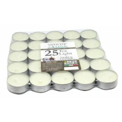 SET 25 PZ. CANDELE BIANCHE PROFUMATE FRAGRANZA FIORI DI COTONE TEALIGHT LUMINI