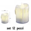 SET 12 PZ CANDELE LED LUMINI CON GOCCIA A BATTERIA LUCE DECORAZIONE TEALIGHT