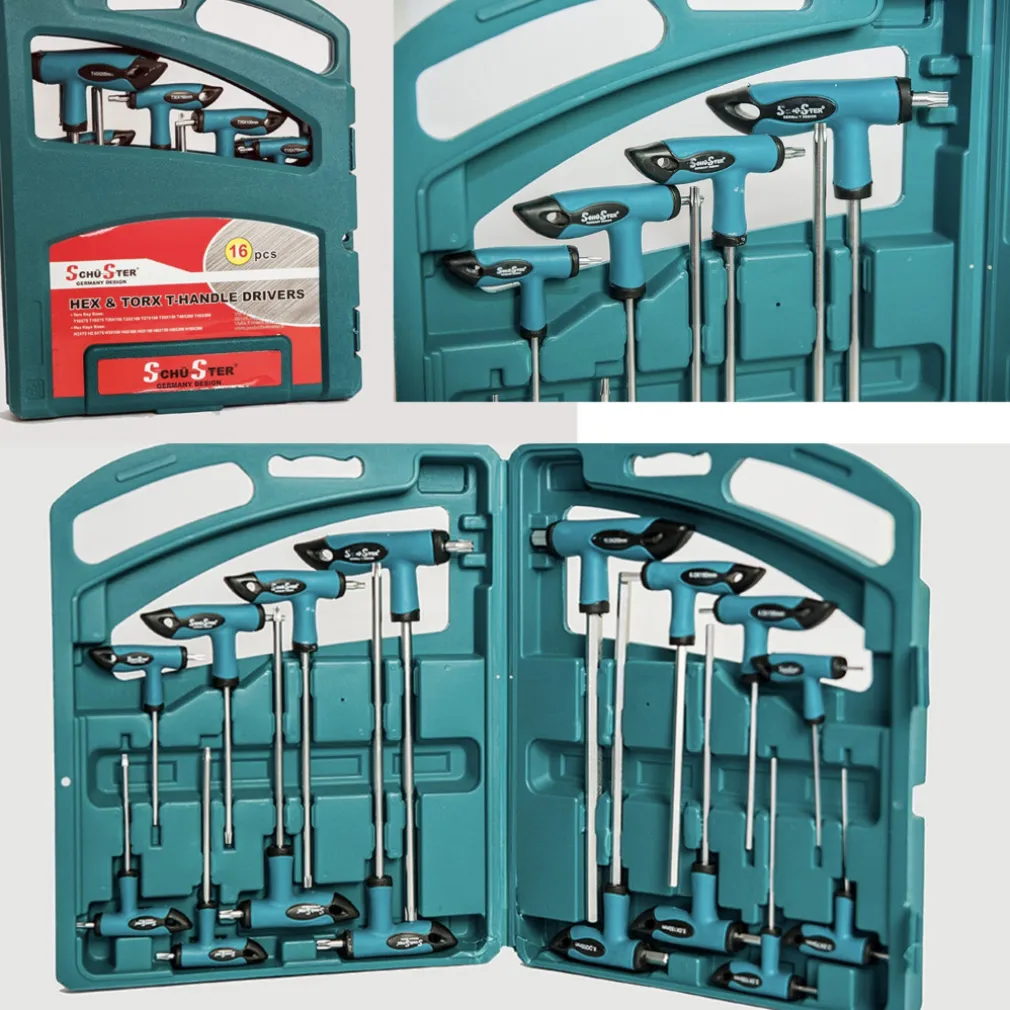 SET 16 PZ CHIAVI KIT CHIAVE A T ESAGONALI E TORX LUNGHE VALIGETTA PROFESSIONALI