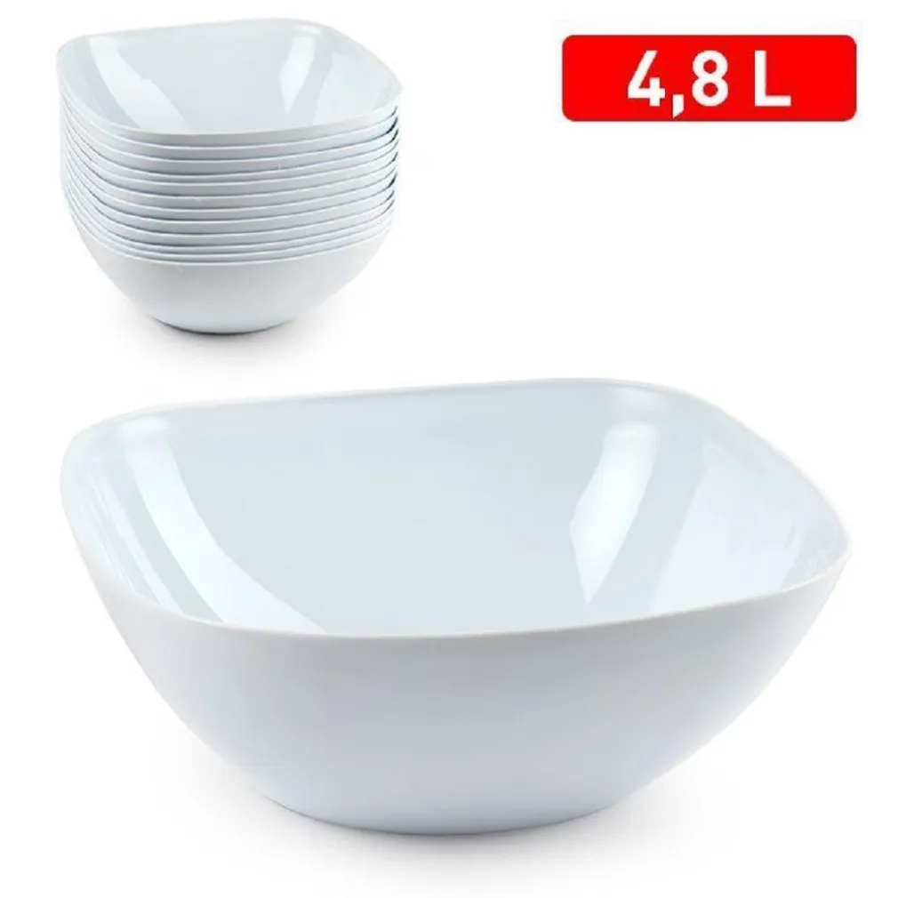 SET 12 PZ CIOTOLA GRANDE QUADRATA OPALE BIANCA DA 4,8 LT SERVIZIO PIATTI 1221301