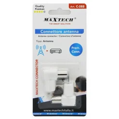 SET 2 PZ CONNETTORE ANTENNA TV ANGOLATO 90° FEMMINA ADATTATORE PER CAVO TV C-088