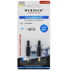 SET 2 PZ CONNETTORE DC 1,7 X 4,0 MM ADATTATORE SPINA MASCHIO ALIMENTAZIONE C-076