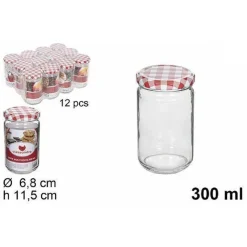 SET 12 PZ CONTENITORE BARATTOLO IN VETRO CON COPERCHIO BARATTOLINI 300ML 114653