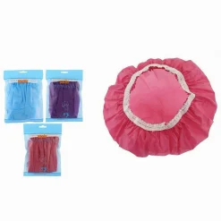 SET 3 PZ CUFFIA DOCCIA BAGNO ELASTICO CON BORDINO A PIZZO PROTEGGE CAPELLI 87180