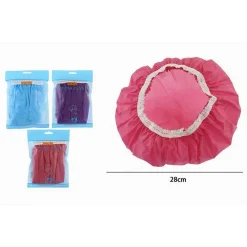 SET 3 PZ CUFFIA DOCCIA BAGNO ELASTICO CON BORDINO A PIZZO PROTEGGE CAPELLI 87180