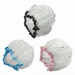 SET 2 PZ CUFFIA PER DOCCIA BAGNO ELASTICO BORDINO STELLE PROTEGGE CAPELLI 59708