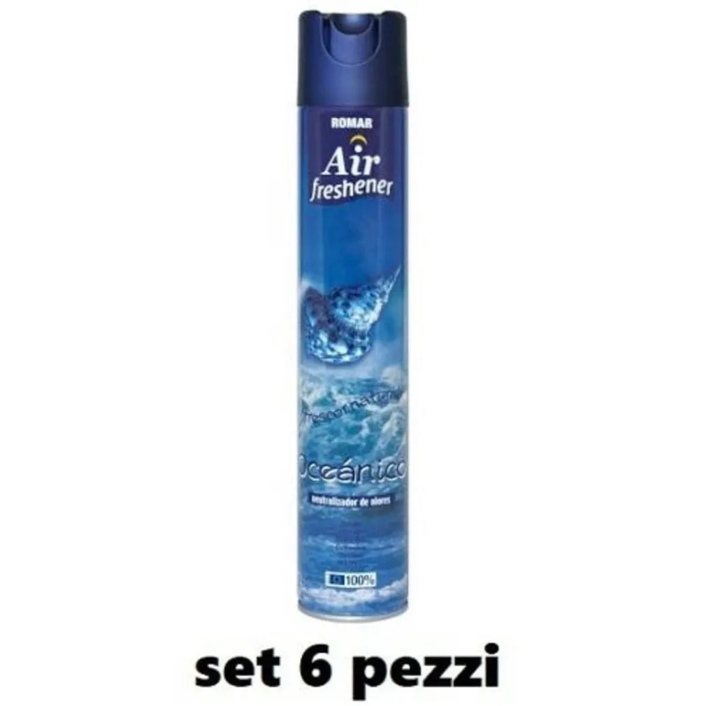 SET 6 PZ DEODORANTE PER AMBIENTE SPRAY PROFUMO CASA FRESCO 300 ML OCEANO