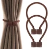 SET 2 PZ. FERMATENDE MAGNETICI PER TENDA MODERNO FIBBIA INTRECCIATA COLOR CAFFÈ
