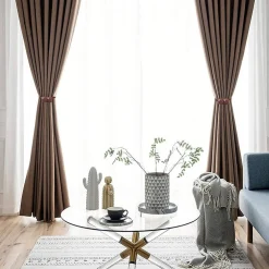 SET 2 PZ. FERMATENDE MAGNETICI PER TENDA MODERNO FIBBIA INTRECCIATA COLOR CAFFÈ