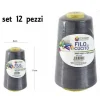 SET 12 PZ FILATI A CONO FILO POLIESTERE CUCITO 3000Y 40S/2 GRIGIO COTONE -19