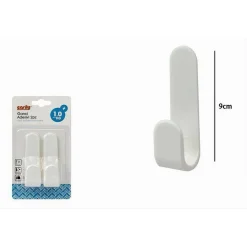SET 2 PZ GANCI ADESIVI APPENDINI PARETE CASA CUCINA BAGNO ATTACCAPANNI 9CM 79341