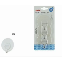 SET 3 PZ GANCI ADESIVI APPENDINI ASCIUGAMANI ACCAPPATOIO BAGNO CUCINA CASA 87761