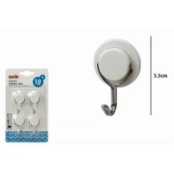 SET 4 PZ GANCI ADESIVI ATTACCAPANNI DA PARETE FORMA CIRCOLARE CASA 5.5 CM 79336