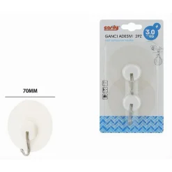 SET 2 PZ GANCI APPENDINI ADESIVI A PARETE CASA BAGNO CUCINA GANCIO ACCIAIO 87363