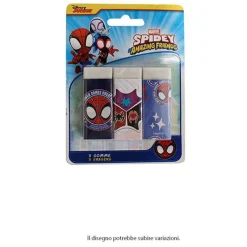 SET 3 PZ GOMME PER CANCELLARE SPIDEY CANCELLERIA PER SCUOLA REGALO FESTA BAMBINI 961105