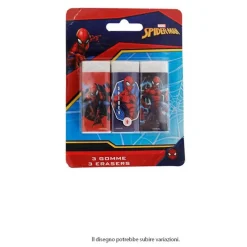 SET 3 PZ GOMME PER CANCELLARE SPIDERMAN CANCELLERIA PER SCUOLA REGALO FESTA BAMBINI 961099