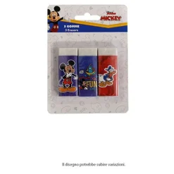 SET 3 PZ GOMME PER CANCELLARE TOPOLINO CANCELLERIA PER SCUOLA REGALO FESTA BAMBINI 961068