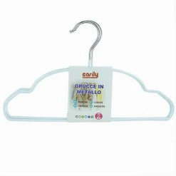 SET 5 PZ GRUCCE STAMPELLE METALLO GOMMATE ANTISCIVOLO BIANCO APPENDI ABITI 87674