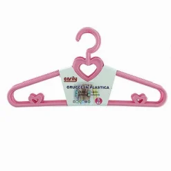 SET 5 PZ GRUCCE STAMPELLE CON CUORI APPENDIABITI IN PLASTICA ROSA VESTITI 87679