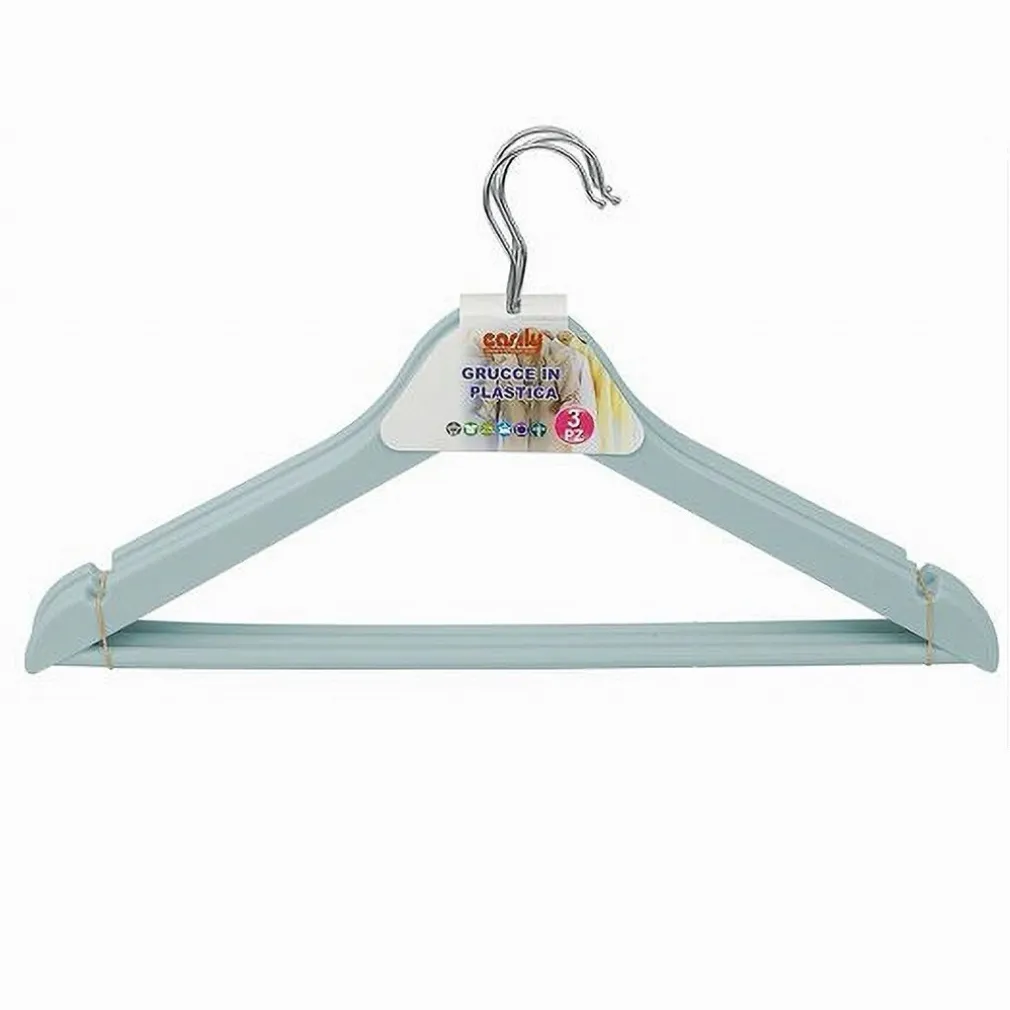 SET 3 PZ GRUCCE STAMPELLE PLASTICA APPENDIABITI VESTITI PANTALONI AZZURRO 79317