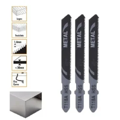 SET 3 PZ LAME PER SEGHETTO ALTERNATIVO T118A HCS LAMA RICAMBI PER METALLO 90190