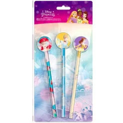 SET 3 PZ MATITE CON GOMMA TEMA PRINCIPESSE ACCESSORI PER DISEGNO SCUOLA BAMBINE 955517