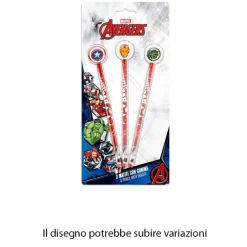SET 3 PZ MATITE CON GOMMA TEMA AVENGERS ACCESSORI PER DISEGNO SCUOLA BAMBINI 955463